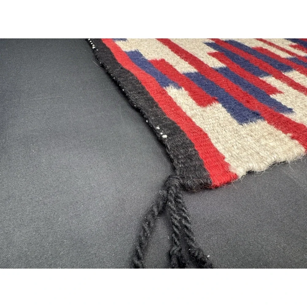 Wool Rug Wall Hanging Handwoven Southwestern Geometric 24.5 x 18 Vintage